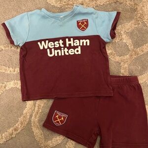 Kids West Ham official Blue and Red short and tee shirt Set
